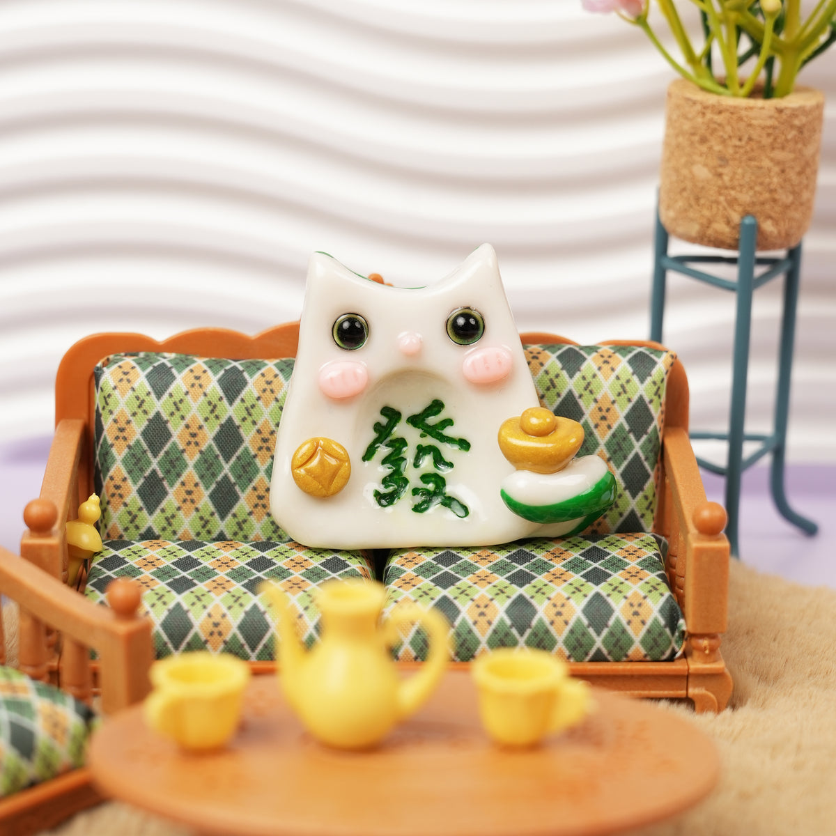 Mahjong Cat Worry Stone Series – Lucky Fortune Companions