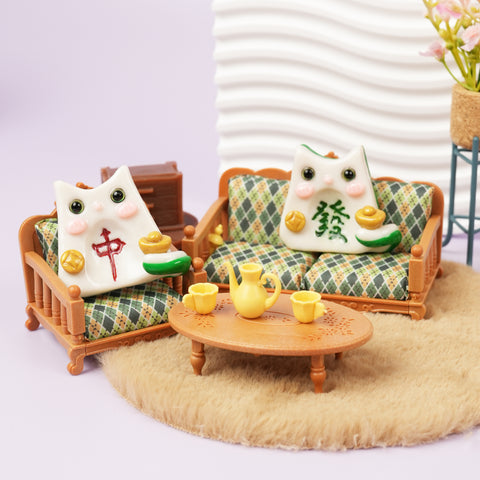 Mahjong Cat Worry Stone Series – Lucky Fortune Companions