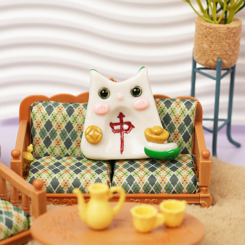 Mahjong Cat Worry Stone Series – Lucky Fortune Companions