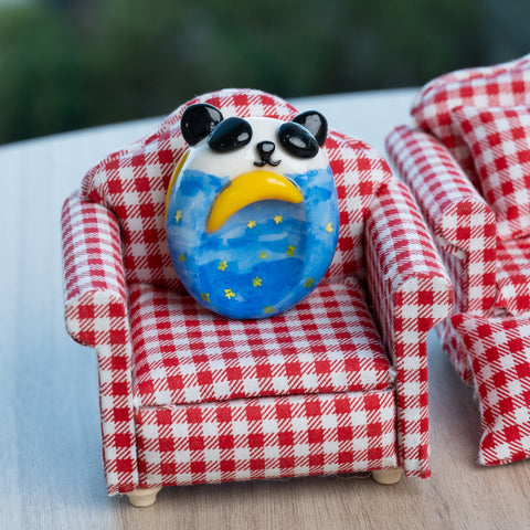 Panda Series Double-Sided Polymer Clay Worry Stones – Thumb Comfort & Adorable Panda Companions