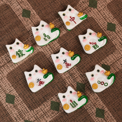 Mahjong Cat Worry Stone Series – Lucky Fortune Companions