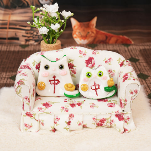 Mahjong Cat Worry Stone Series – Lucky Fortune Companions