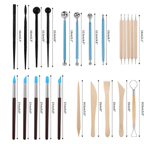 24pcs Polymer Clay Sculpting Tools Set with Stylus and Rock Painting Kit