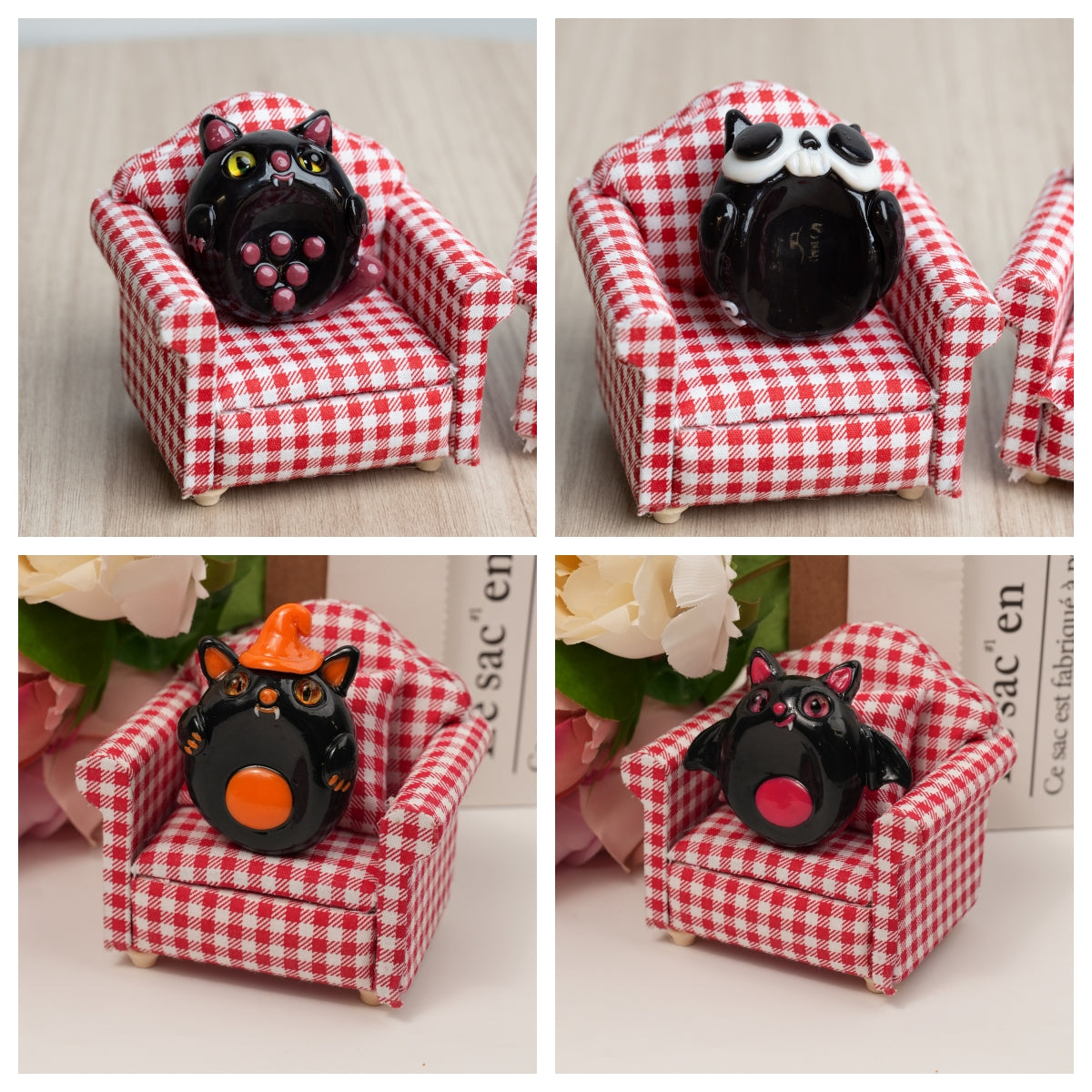 Halloween Series Double-Sided Polymer Clay Worry Stones – Thumb Comfort & Spooky Cute Companions