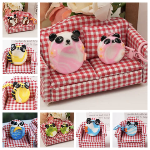 Panda Series Double-Sided Polymer Clay Worry Stones – Thumb Comfort & Adorable Panda Companions