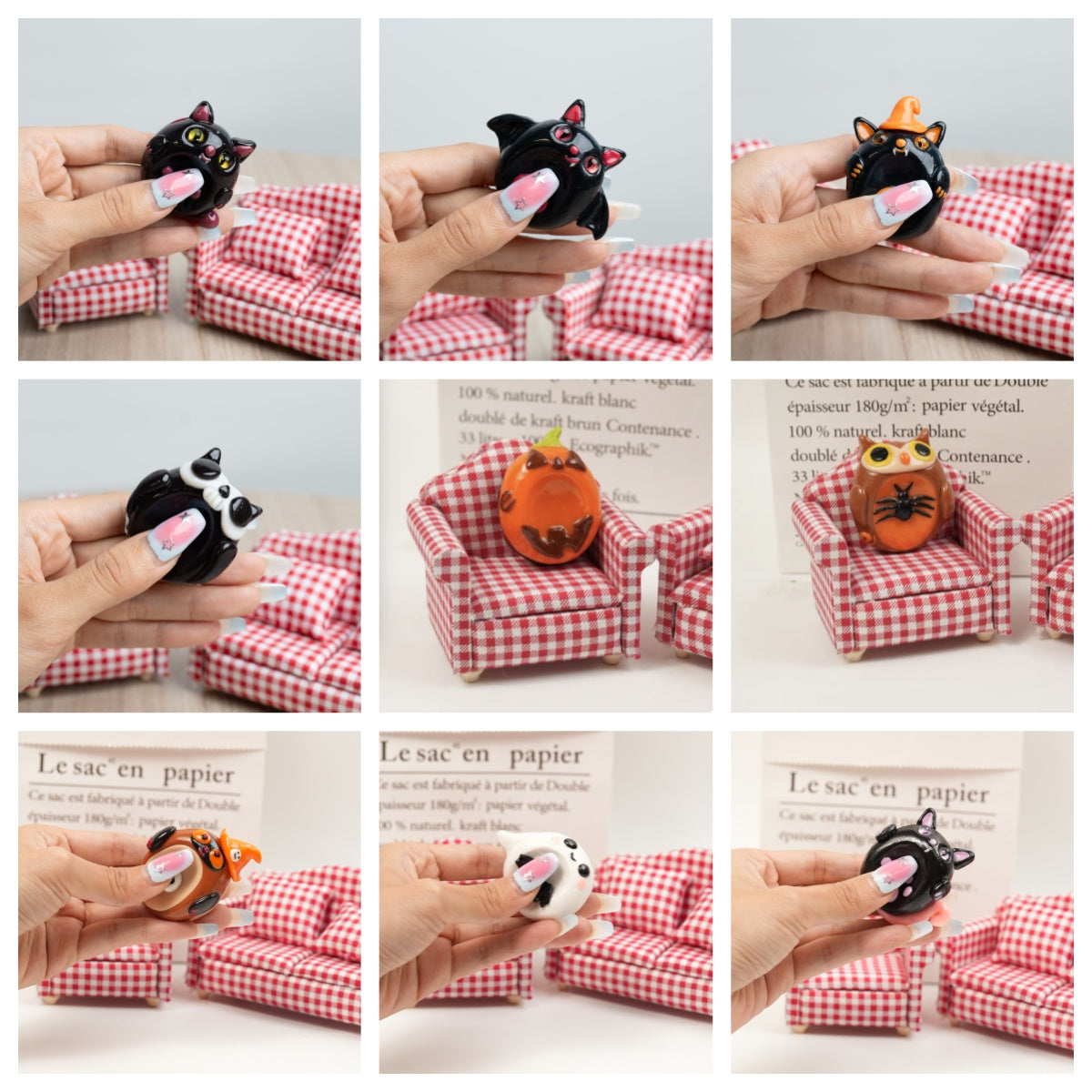 Halloween Series Double-Sided Polymer Clay Worry Stones – Thumb Comfort & Spooky Cute Companions