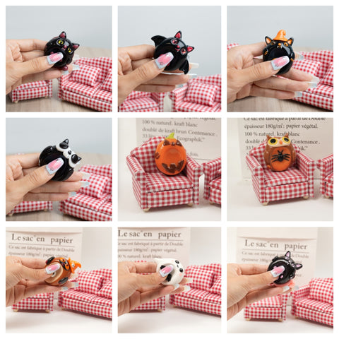 Halloween Series Double-Sided Polymer Clay Worry Stones – Thumb Comfort & Spooky Cute Companions